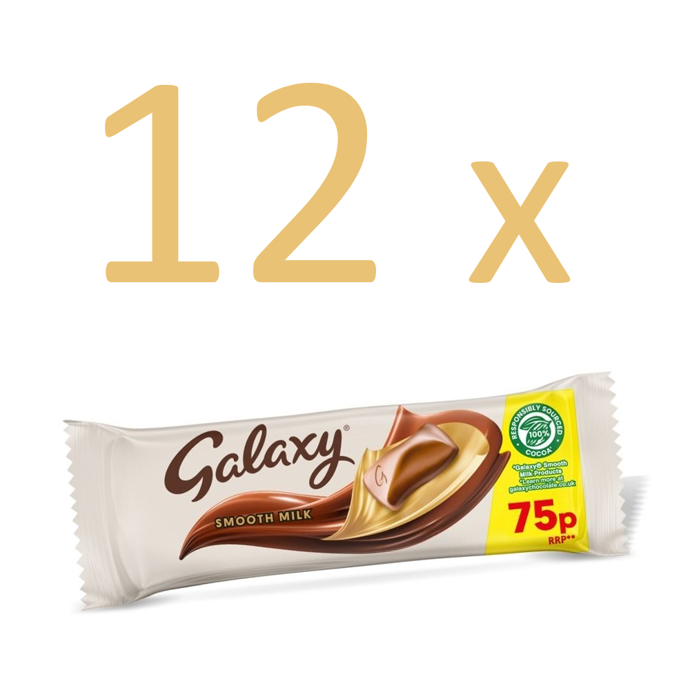 Galaxy Smooth Milk Chocolate Bars – 12 x 42g – 75p Price Marked – Half Box0