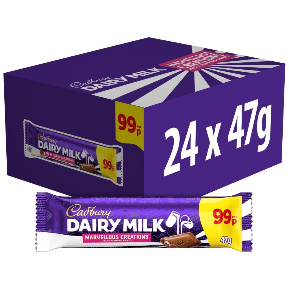 Cadbury Dairy Milk Marvellous Creations Bar with Popping Candy & Jelly 24 x 47g0