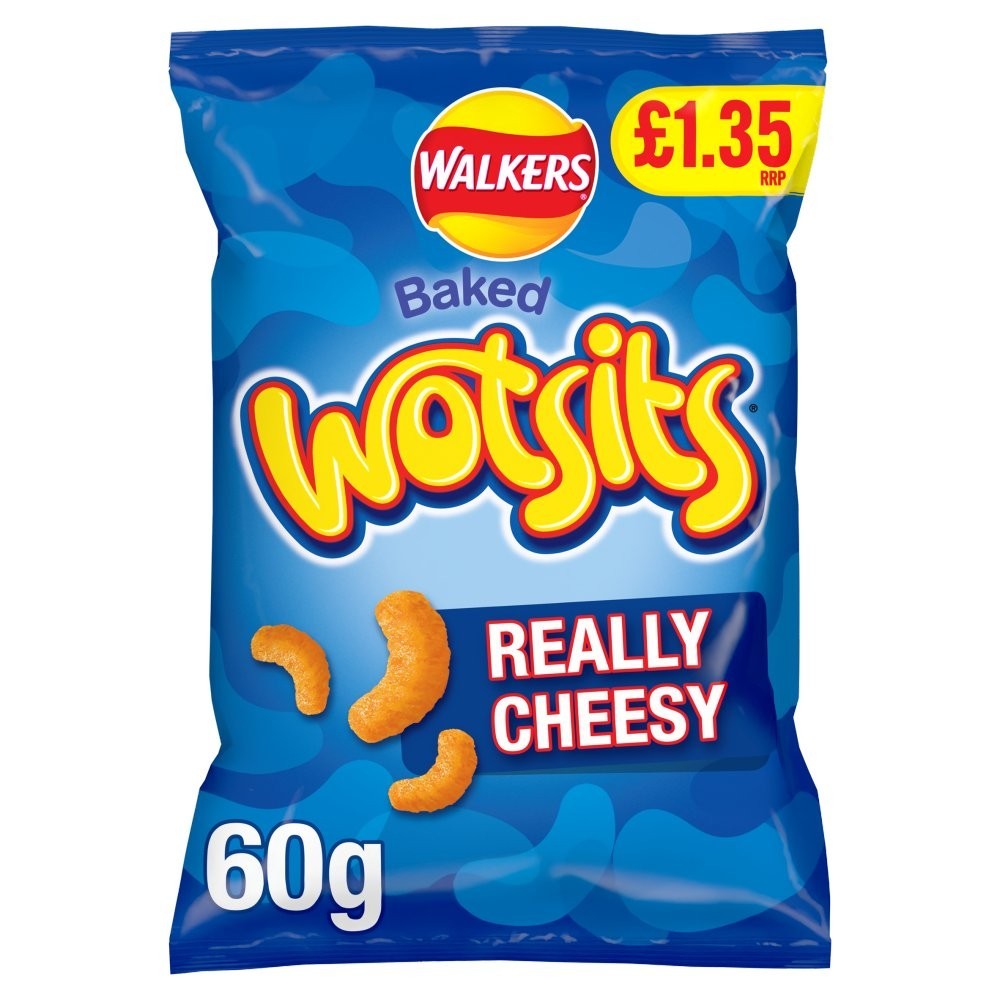 Full Box of 18 Walkers Baked Wotsits Really Cheesy Crisps 18 x 60g £1.35 PM0