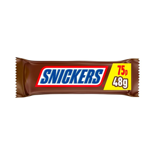 Full Box of 48 Bars Snickers Chocolate 48g Bars Price Marked 75p0