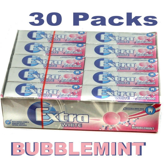 New Wrigley's 30 Packets Extra Chewing Gum Bubblemint Sugar Free Wrigleys Packs0