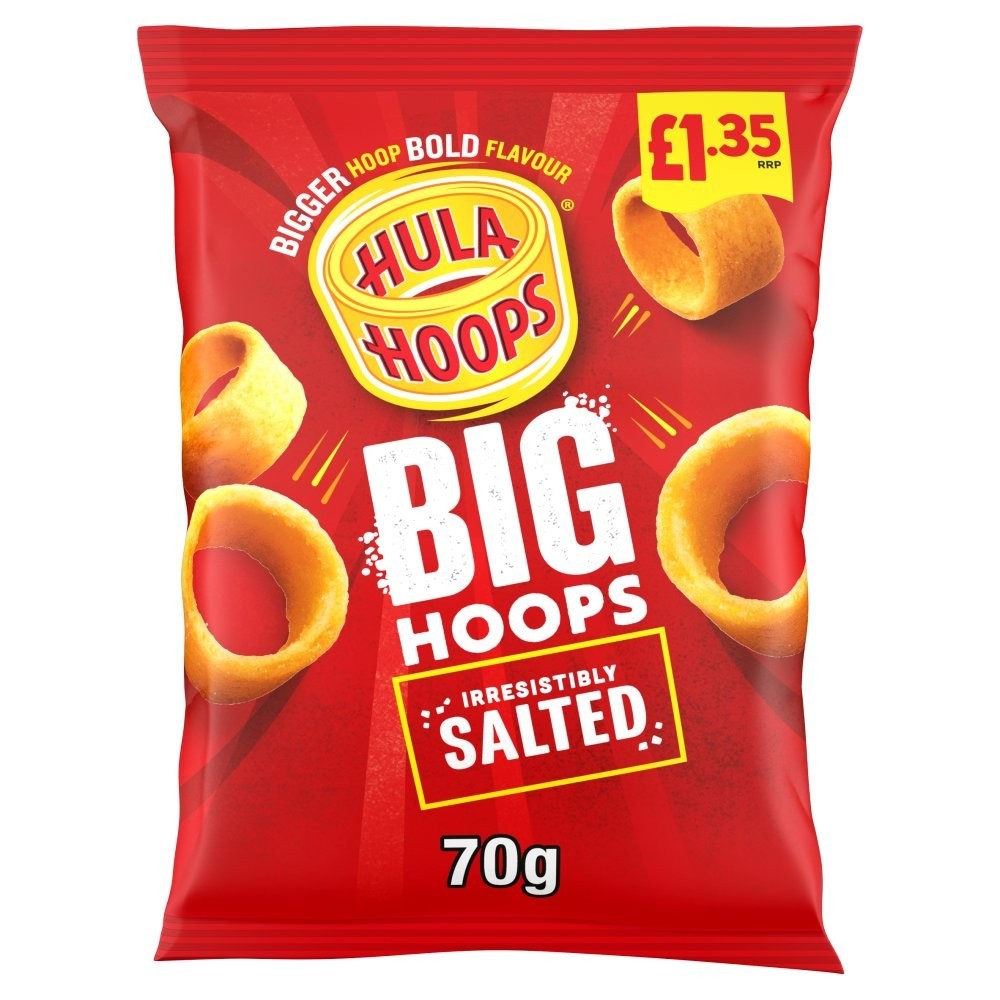 20 x Hula Hoops Big Hoops Original Salted 70g – Full Case – Share Bag Crisps0