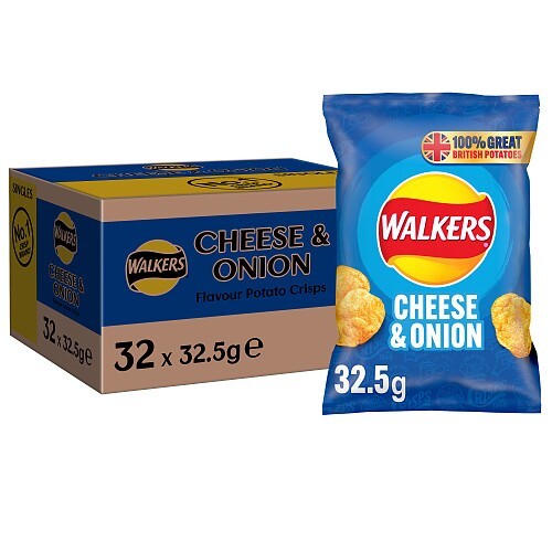 WALKERS CHEESE & ONION CRISPS FULL CASE X 32 X 32.5G BAGS0