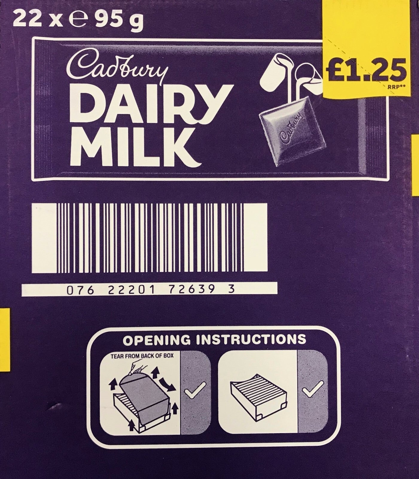 Cadburys Dairy Milk 95g Bars x 22 Full Sealed outer FREE DELIVERY ONLY £29.991