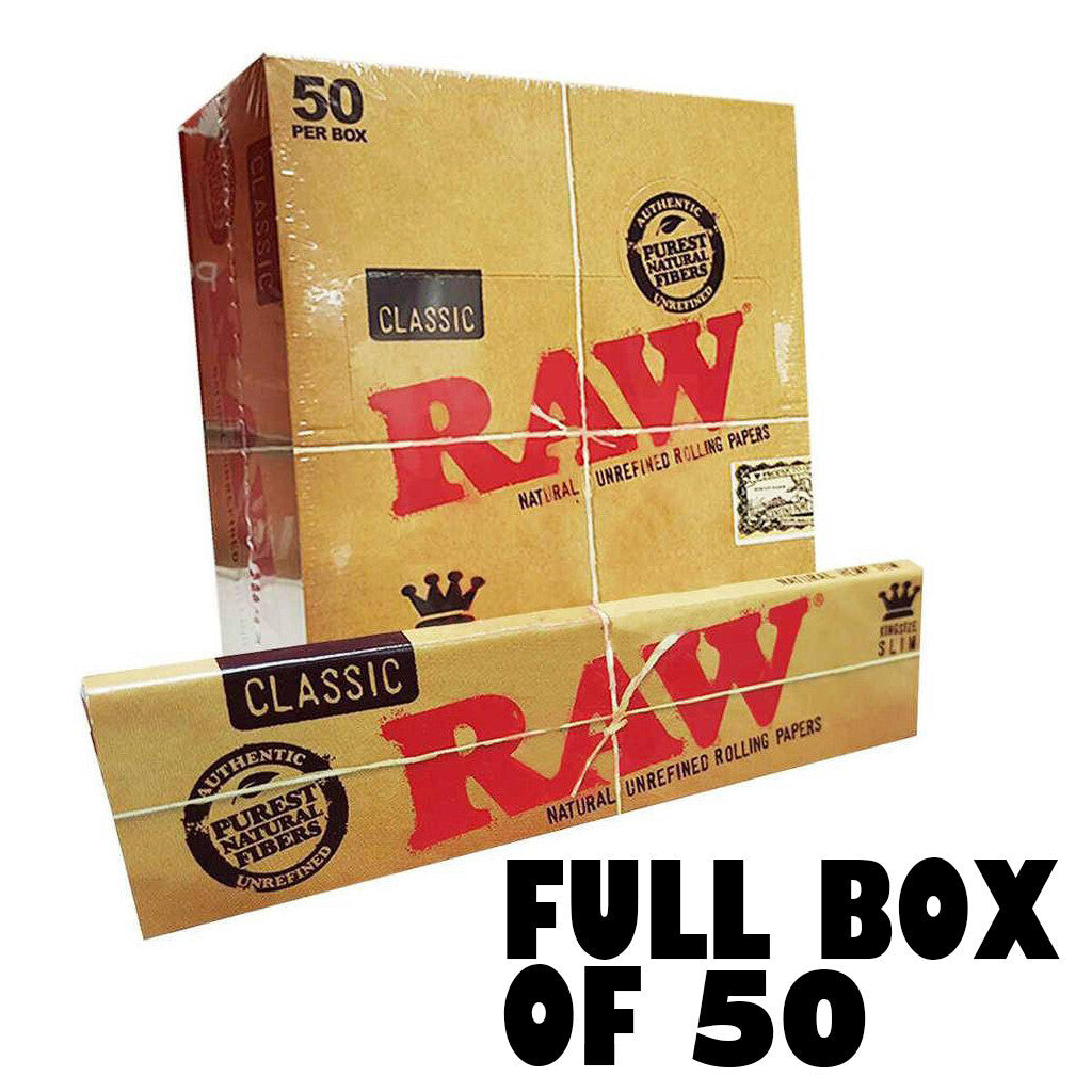 Full Box of 50 RAW Cigarette Rolling Paper Classic Kingsize Slim Free P&P £17.350