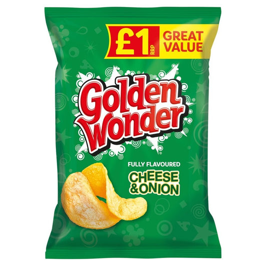 18 x Golden Wonder Cheese & Onion Crisps 57g – Full Box – Classic Bold Flavour0