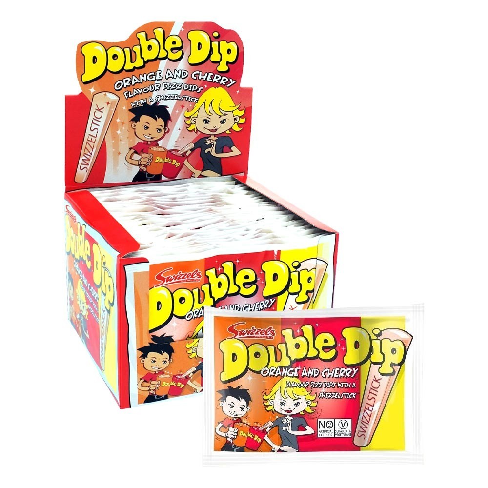 Swizzels Double Dip Original 36x19g | Orange & Cherry Flavour Fizz Dip Vegetaria0