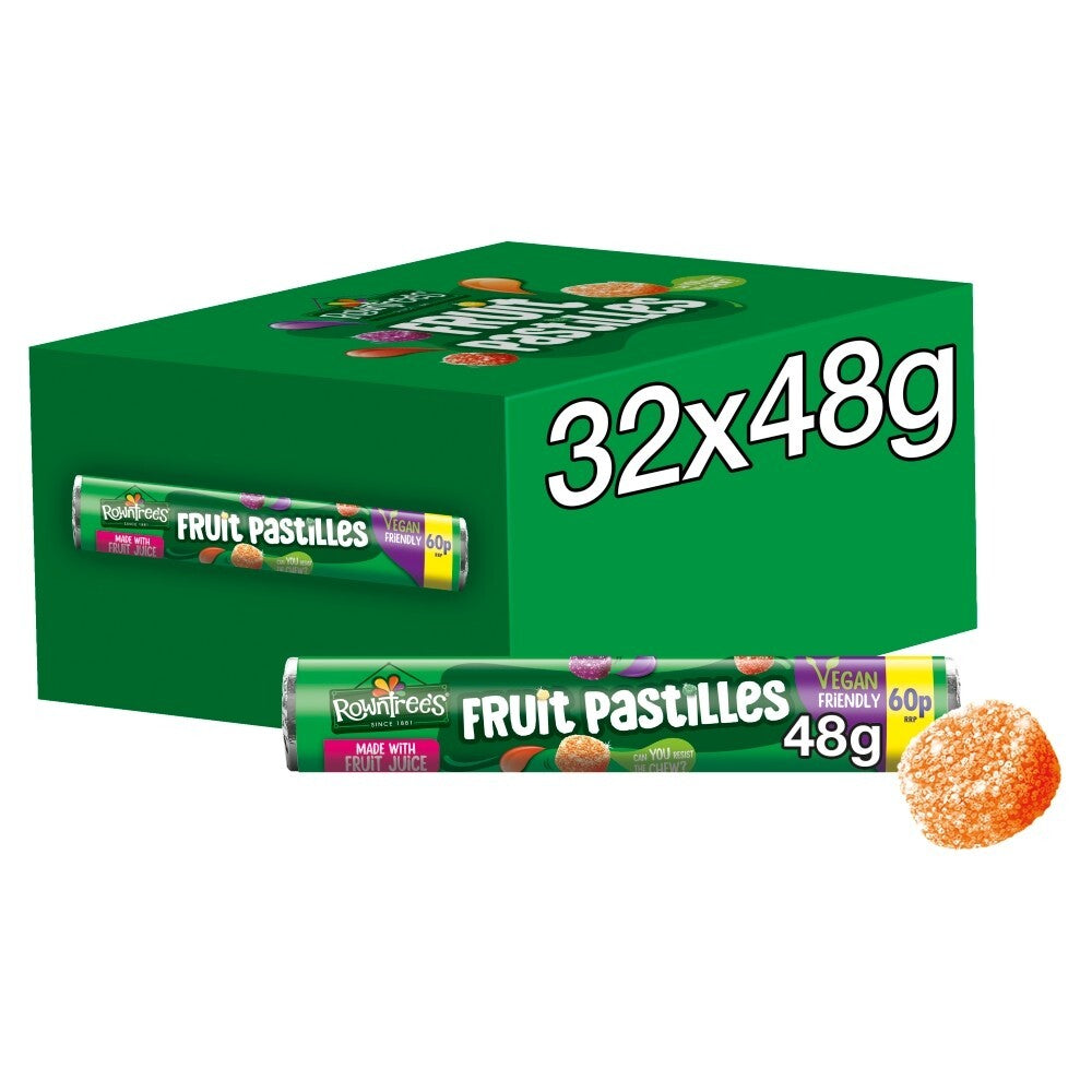 Rowntrees Fruit Pastilles Box Of 32 Rolls 50g per Tube Pastels Price Marked 60p0