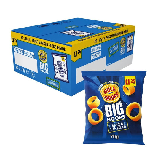 20 x Hula Hoops Big Hoops Salt & Vinegar Share Bags – Full Box – Bold Crunch0