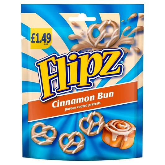 Flipz Flips Cinnamon Bun Chocolate Coated Pretzels 12 x 80g £1.49 Large Bags0