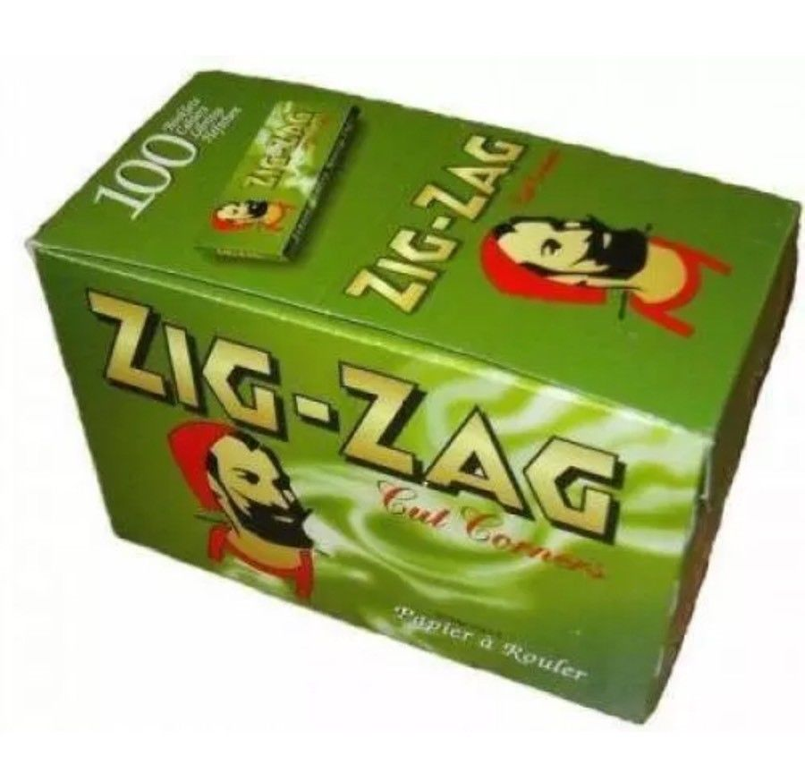 Full Box of 100 Booklets Zig Zag Tobacco Rolling Papers Green Cut Corner  £13.750