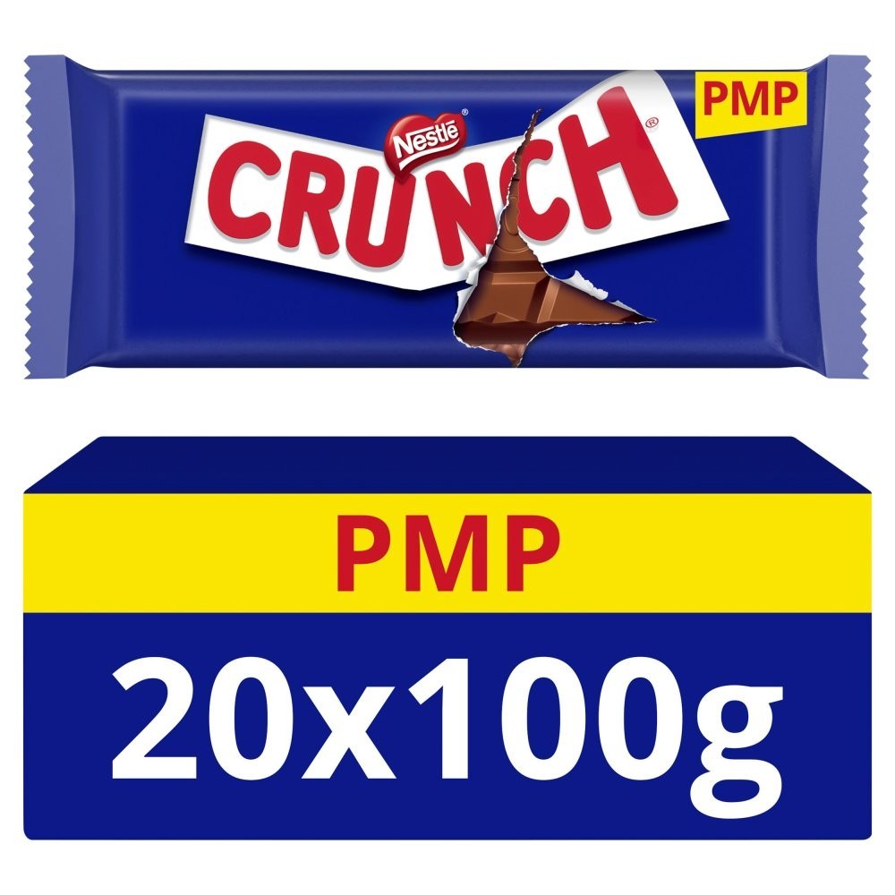 Full Box of 20 Bars Nestle Crunch Milk Chocolate Sharing Bars 100g FREE POSTAGE0