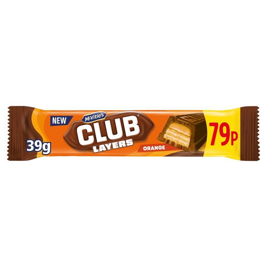 Mcvities Club Layers Orange Chocolate Bars 24 Bars 79p 24 x 39g Full Box0