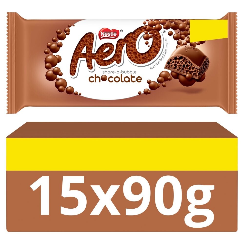 Aero Chocolate Original Bars 90g x15 Full Box Nestle Sharing Treat0