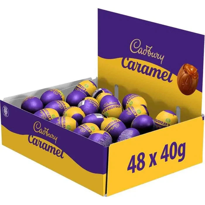 Full Box of 48 Cadbury Caramel Chocolate Egg 40g - Gooey Caramel Centre0