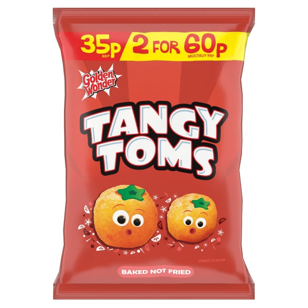 Box of 36 Golden Wonder Tangy Toms 22g | Retro Tomato Flavour Corn Snacks1