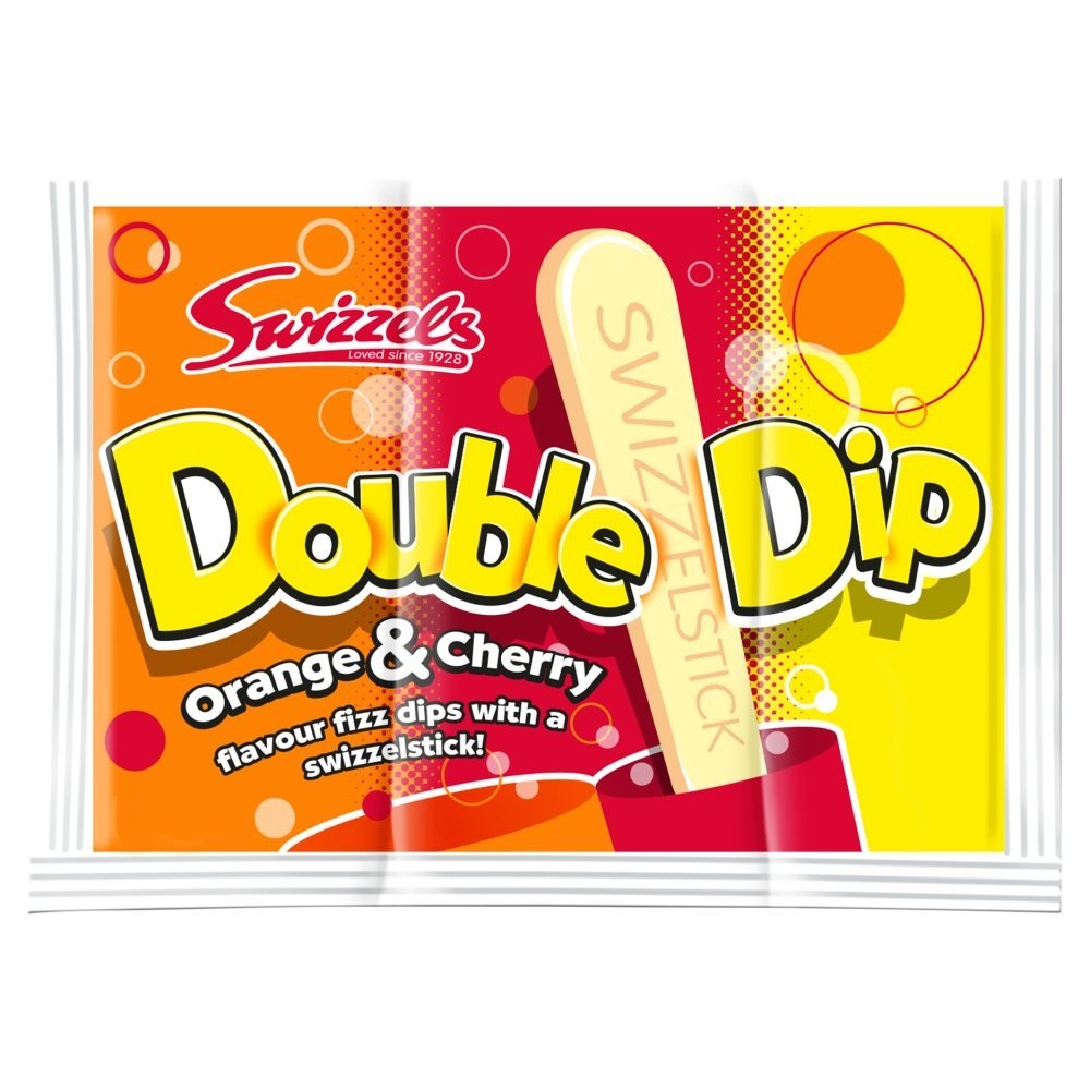Swizzels Double Dip Original 36x19g | Orange & Cherry Flavour Fizz Dip Vegetaria1