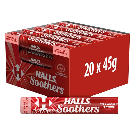 Halls Soothers Strawberry Flavour 20 x 45g each FREE TRACKED POSTAGE0