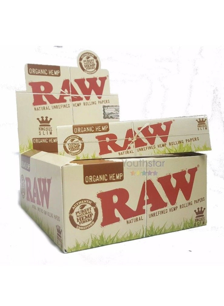 RAW ORGANIC Hemp King Size Slim Rolling Paper Full Case Of 50 Free Delivery0