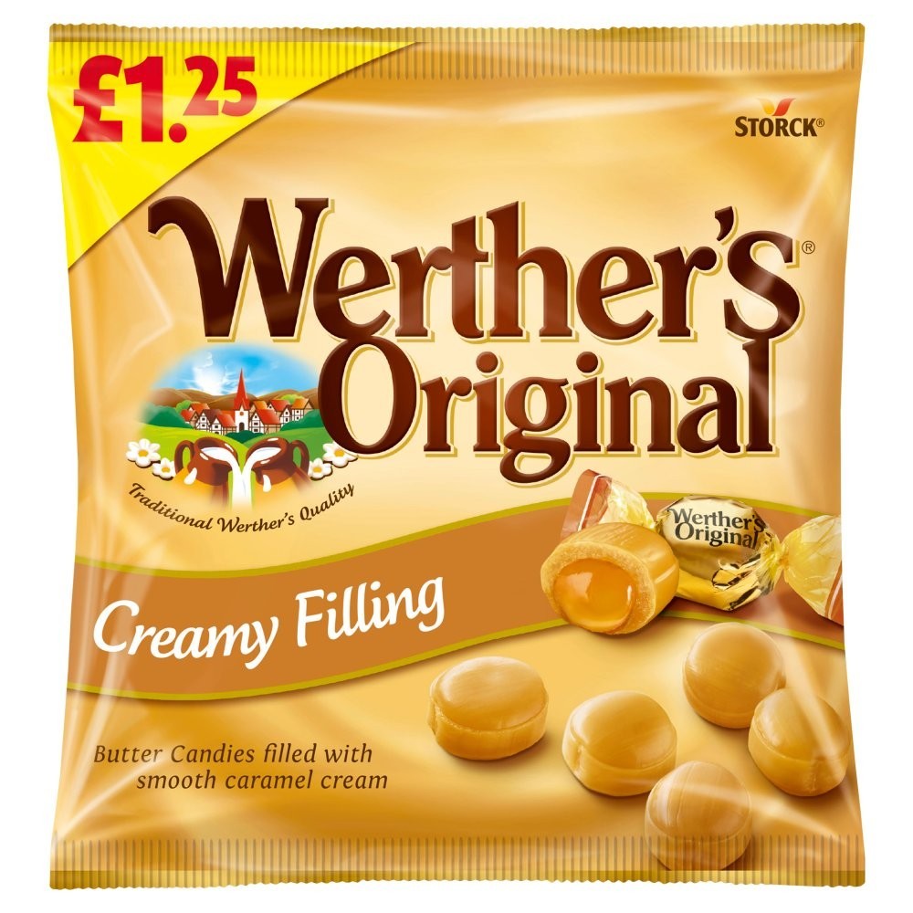 12 x Werther’s Original Creamy Filling 110g Bags – Full Box – Soft Toffee Sweets1