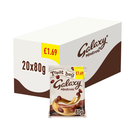 Full Box of 20 Bags Galaxy Minstrels Milk Chocolate Treat Bag £1.69 PMP 80g0