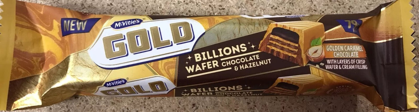 Mcvities Gold Billions Wafer Chocolate&Hazelnut 24 Bars 79p 24 x 39g1