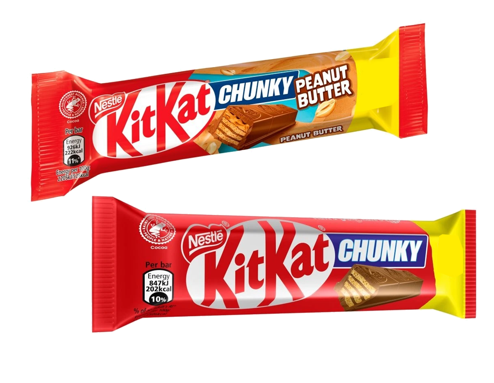 Mixed Box of 24 Bars Kit Kat Chunky Chocolate and Chunky Peanut Butter 40g Bar1