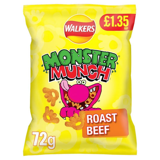 15 x Monster Munch Roast Beef 72g – £1.35 PMP – Full Box Share Bag Crisps0