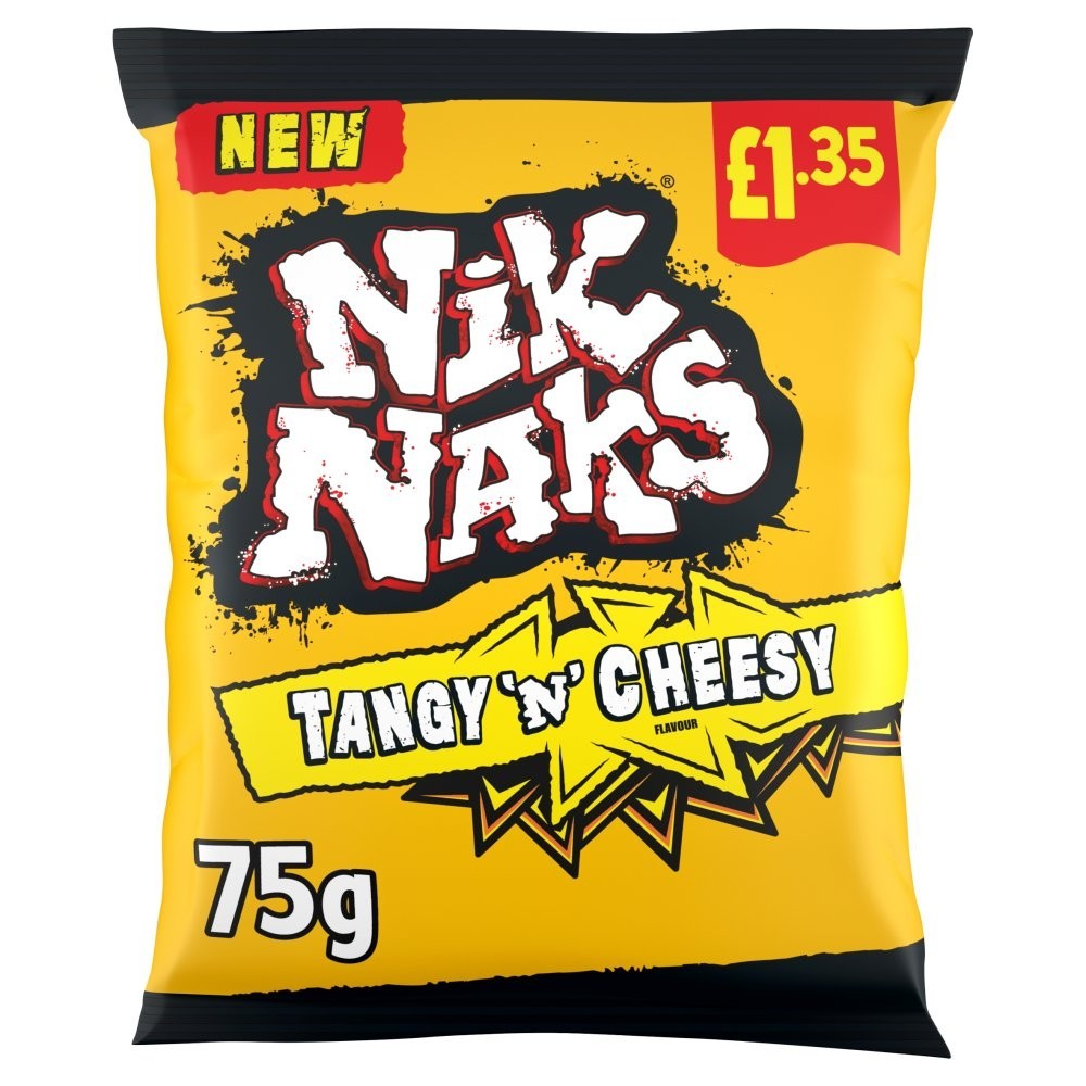 20 x Nik Naks Tangy ‘N’ Cheesy 75g – Full Box – Crunchy Corn Snacks Sharing Bags0