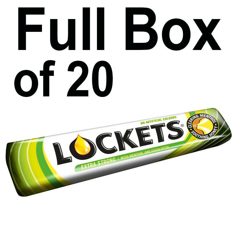 Box of 20 Lockets Extra Strong Lozenges 43g | Menthol Eucalyptus Cough Sweets0