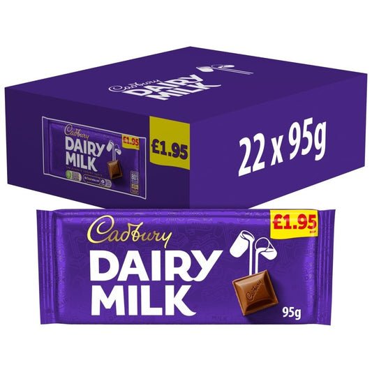 Full Box of 22 Bars Cadbury Dairy Milk Chocolate Bar 95g Free Tracked Delivery0