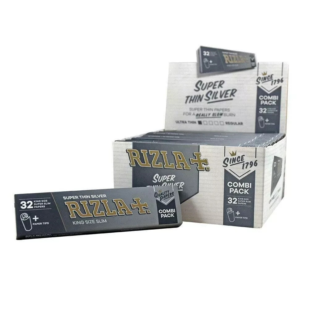 24 Booklets Rizla Silver Combi Pack King Size Rolling Smoking Papers and Tips0