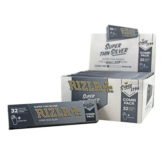 24 Booklets Rizla Silver Combi Pack King Size Rolling Smoking Papers and Tips0