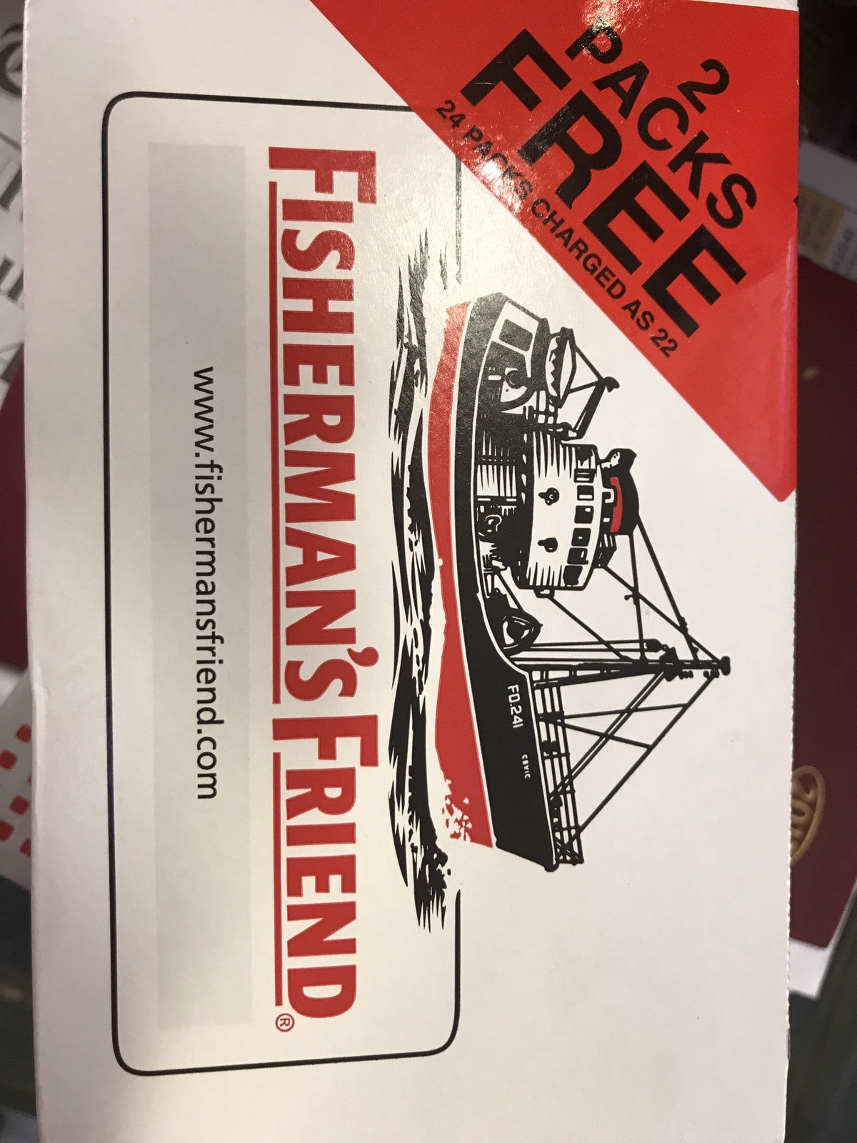 Full Box of 24 Fisherman's Friend Original Extra Strong Menthol Lozenges1