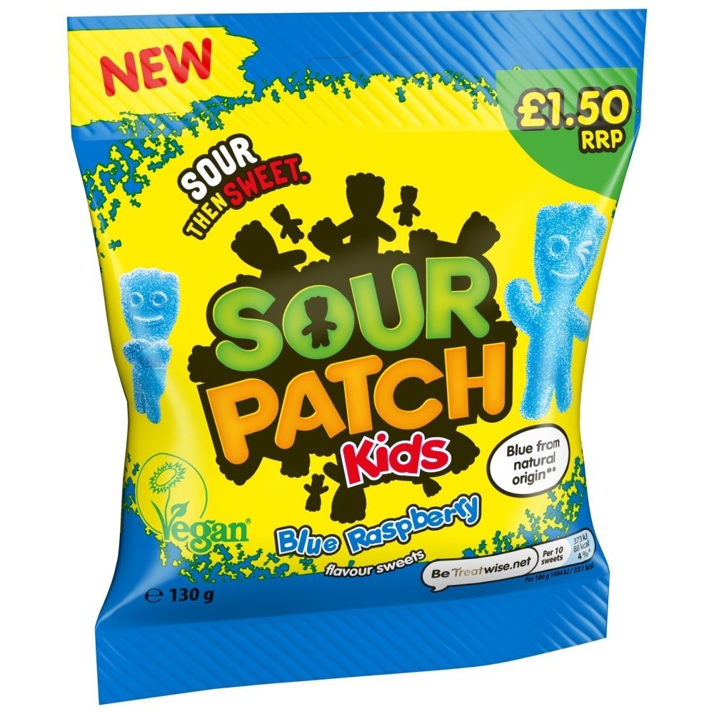 Full Box of Sour Patch Kids Blue Raspberry Sweets Bag Pack of 10 x 130g1