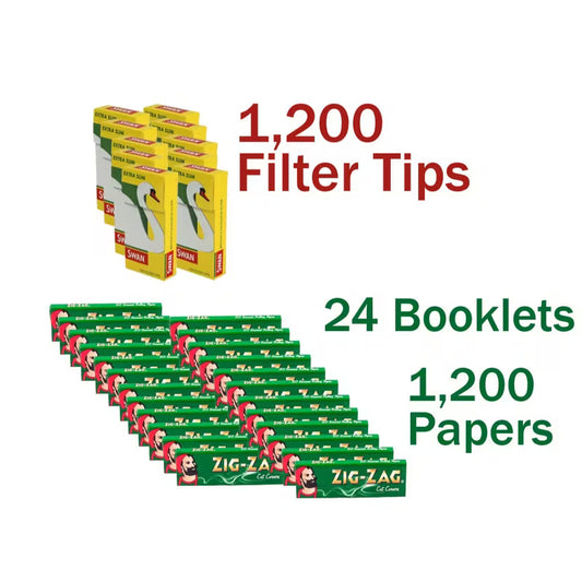 1200 Zig Zag Green Standard Papers and 1200 Swan Extra Slim Filter Tips