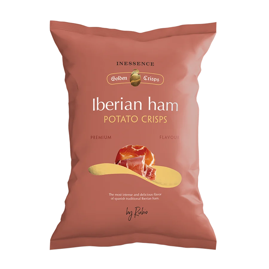 9x Bags Inessence Iberian Ham Crisps 125g Bag Gourmet Premium Potato Chips