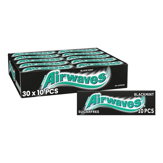 Full Box of 30 Wrigley's Chewing Gum Airwaves Sugar Free Black Mint