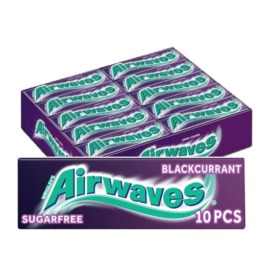Full Box of 30 Wrigley's Chewing Gum Airwaves Sugar Free Blackcurrant