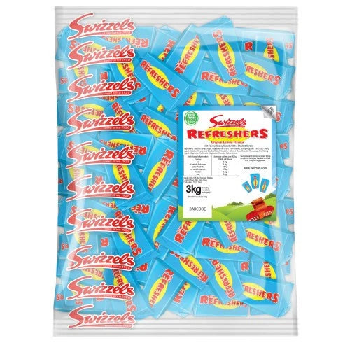 3kg Bulk Bag - Swizzels Refreshers - Wrapped Chewy Sweets - Fizzy Sherbet Centre
