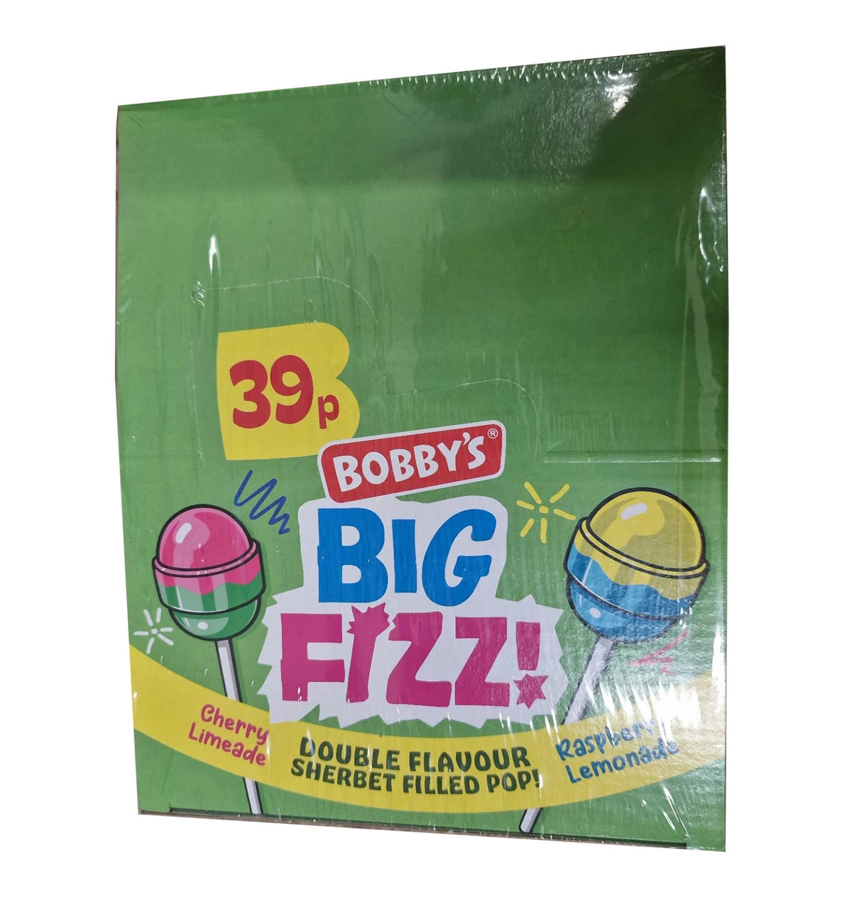 Bobbys NEW Big Fizz Lollipop with a Sherbert Centre - Full Box of 40 Lollies