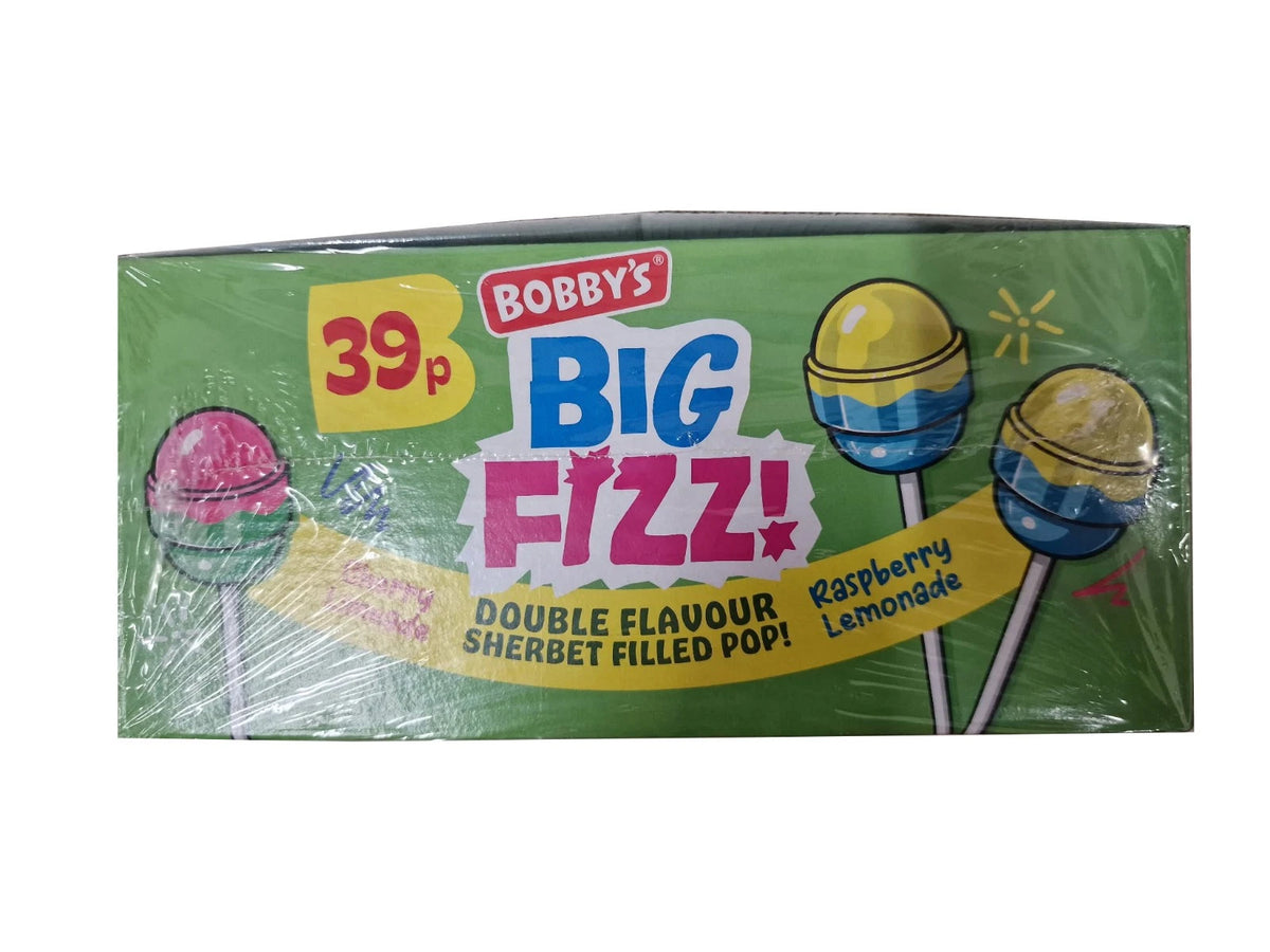 Bobbys NEW Big Fizz Lollipop with a Sherbert Centre - Full Box of 40 Lollies