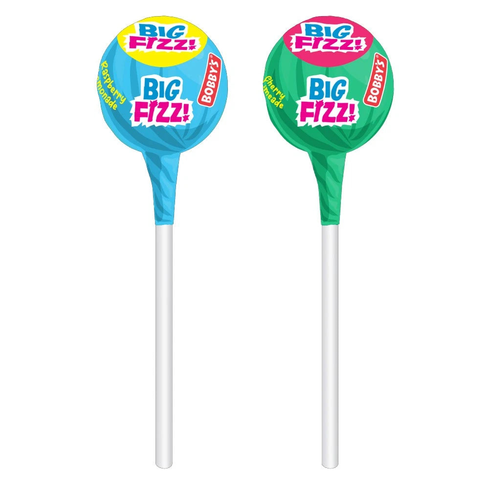 Bobbys NEW Big Fizz Lollipop with a Sherbert Centre - Full Box of 40 Lollies