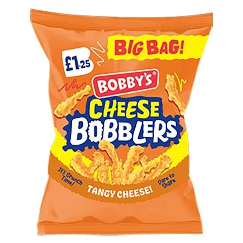 Bobby's Tangy Cheese Bobblers Crisps Full Box Of 15 Packets at 80g Each Pack