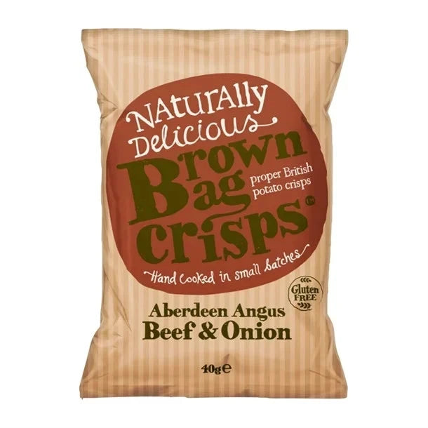 Mixed Box of 20 Bags of Brown Bag Crisps 40g - Hand Cooked Crisp