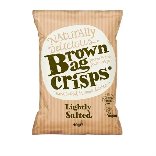 Mixed Box of 20 Bags of Brown Bag Crisps 40g - Hand Cooked Crisp