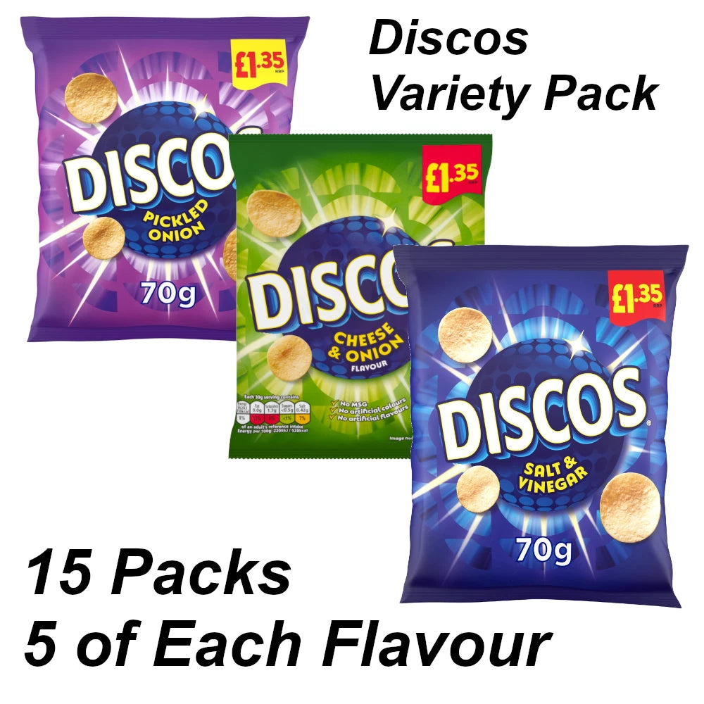 Mixed Box of KP Discos - Pickled Onion, Cheese and Onion and Salt and Vinegar